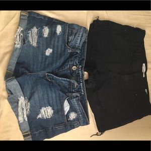 Black and jean shorts